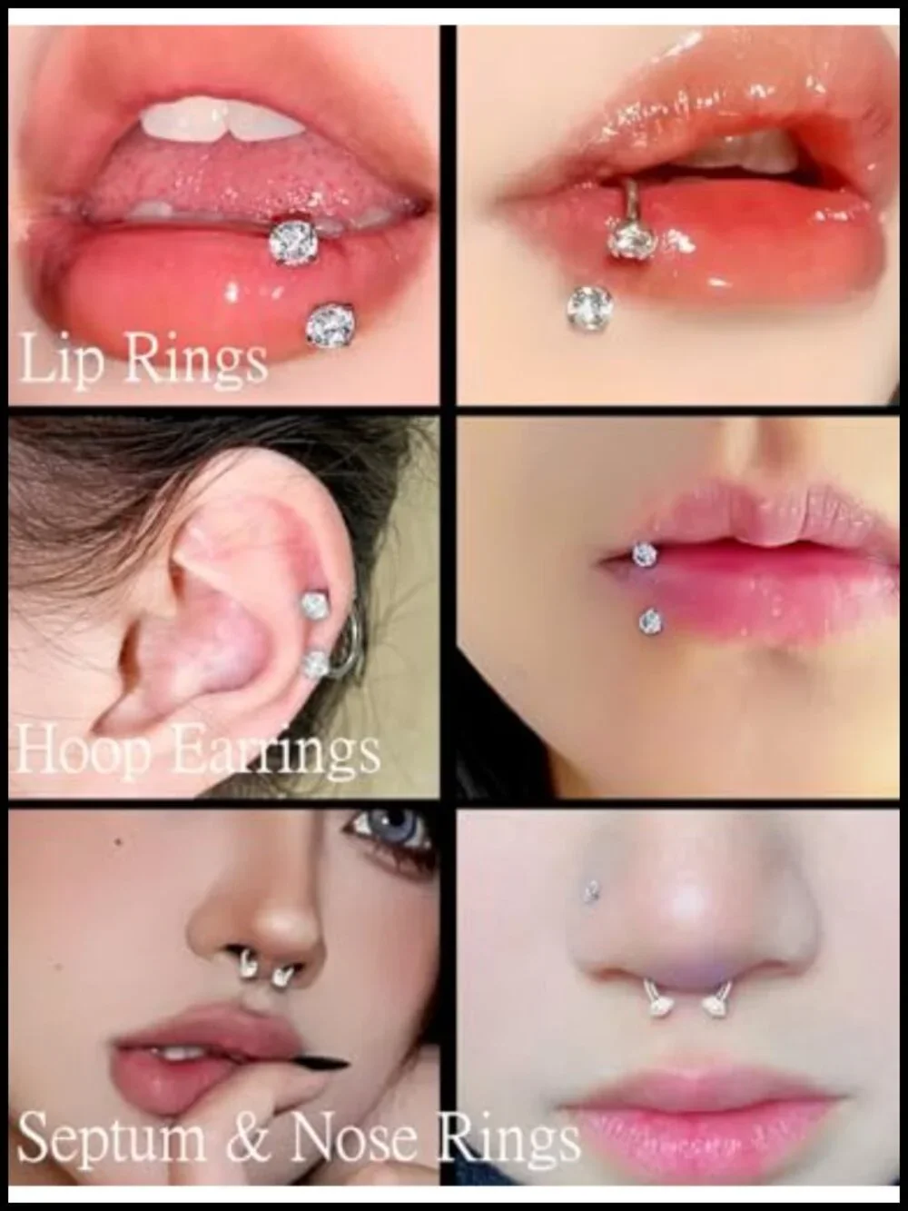 Surgical Steel Horseshoe Nose Rings 18G Double Gem Stud (8mm) Body Piercing